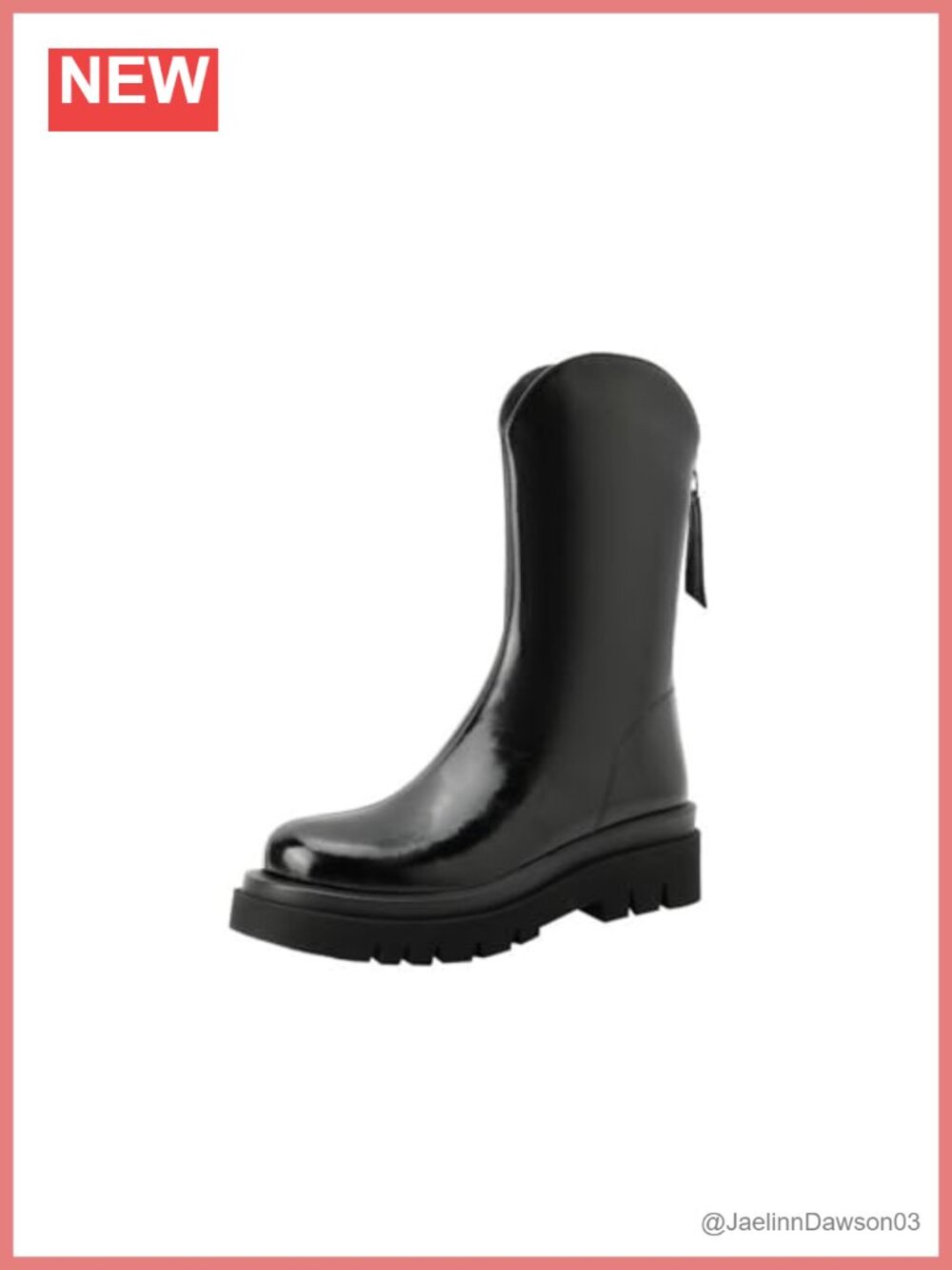 Women's Platform Ankle Boots Leather Block Heel Round Toe Zip Booties